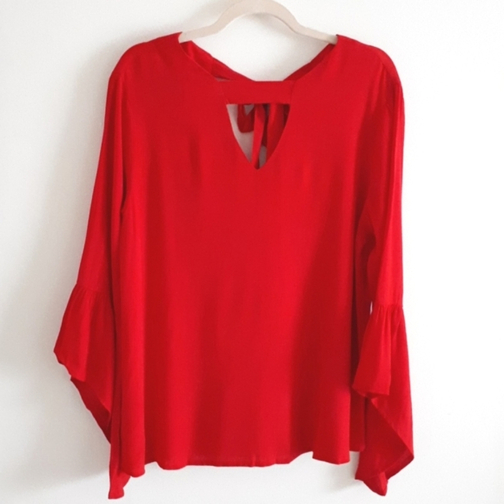Red Tie Neck Blouse /BNWT